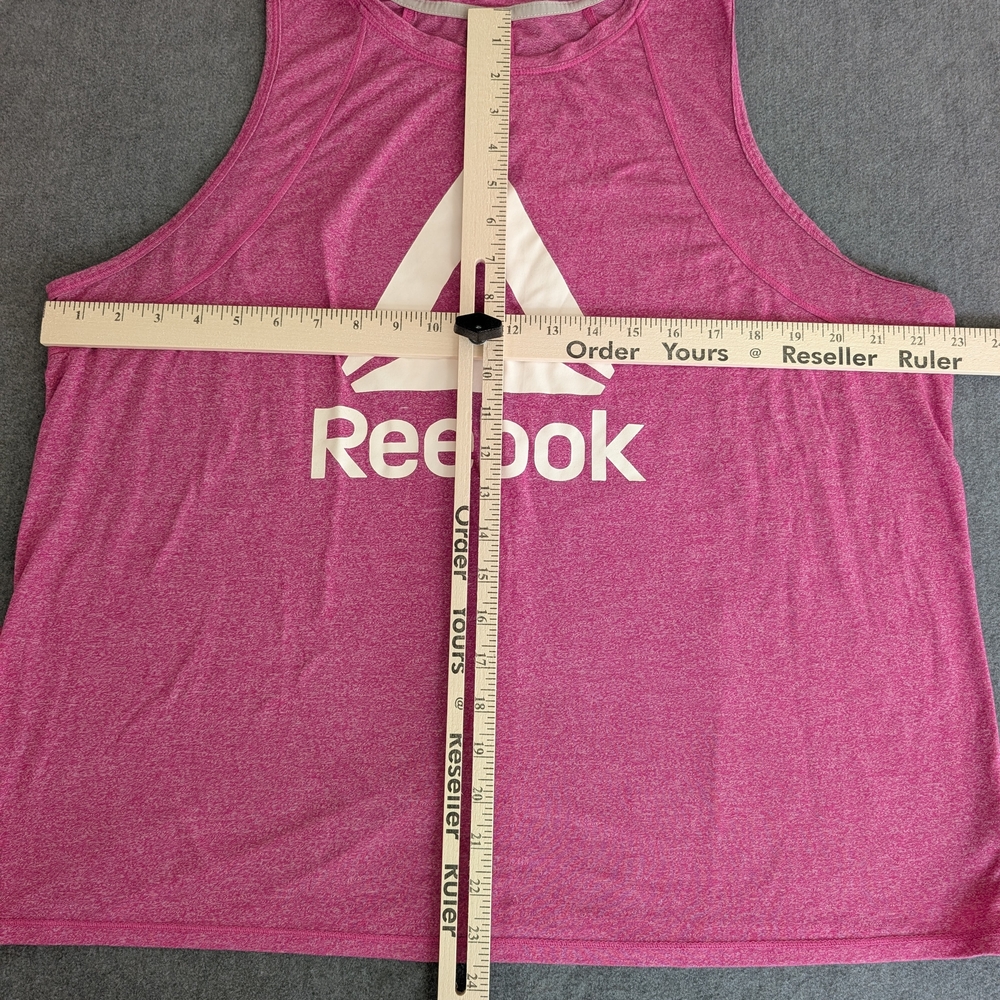 Womens Reebok Pink Heather Delta Logo Keyhole Back Muscle Tank Top - 2X - Picture 2 of 5